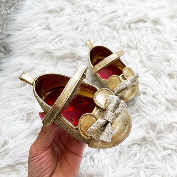 Disney Other - Disney Baby | Minnie Mouse Gold Dress Shoes
